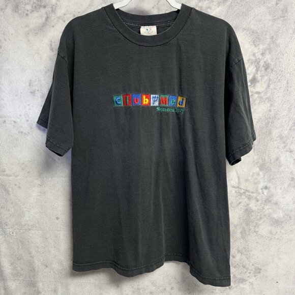 Vintage Club Med T Shirt Mens Large Black Embroidered Short Sleeve Sonora Bay - Picture 2 of 10